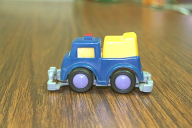 My blue truck on a table