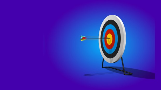 Several arrows in an archery target
