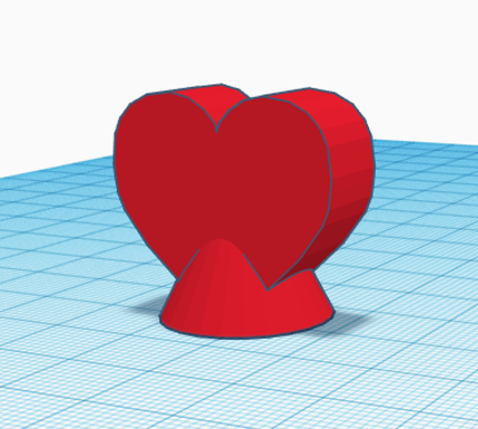 A red heart connected to a cone base